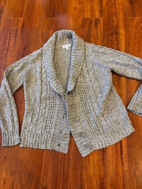 St. John's Bay Gray Shawl Collar Cable Knit Cardigan